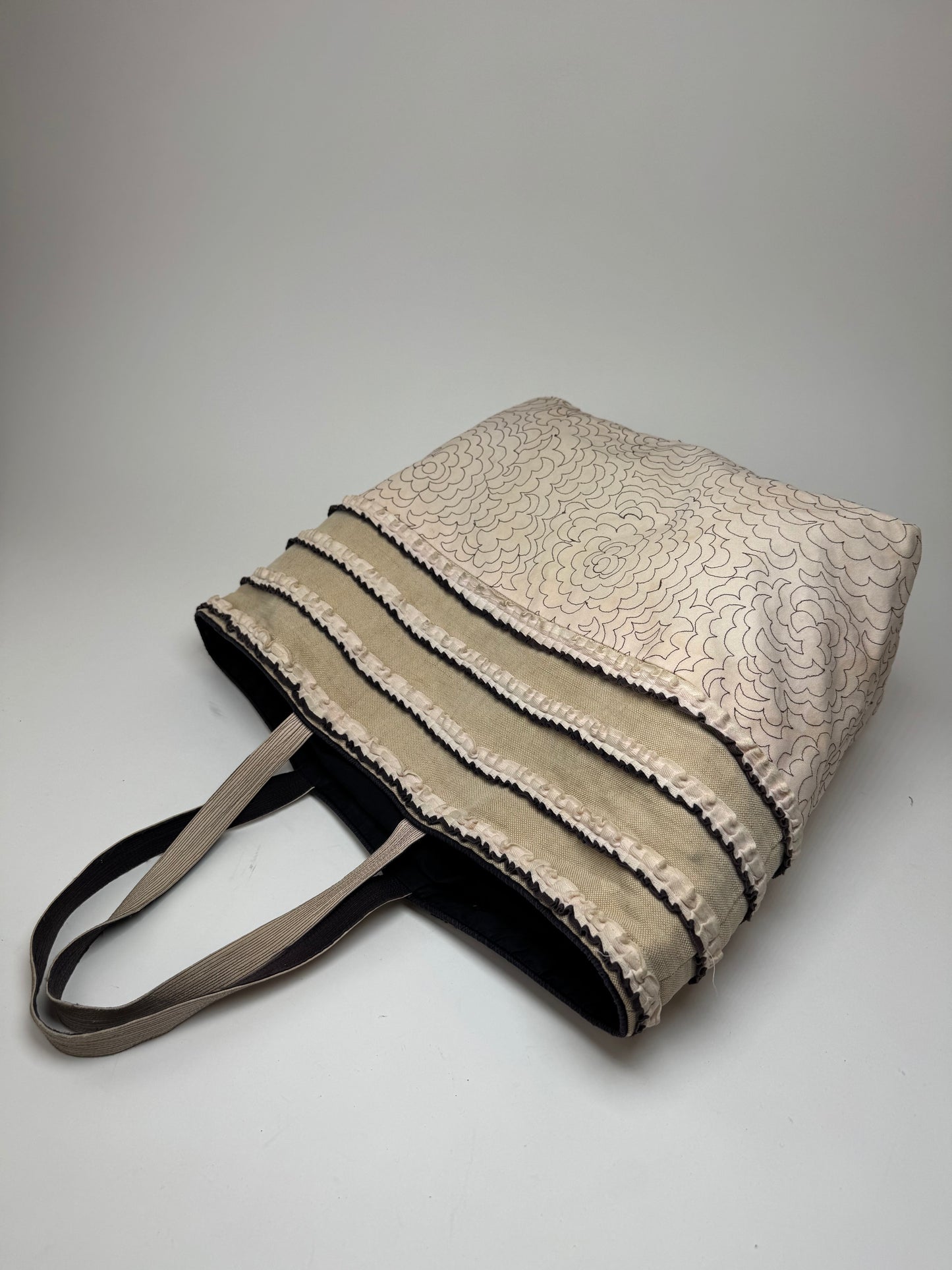 Vintage Tamasha Issey Miyake Cotton Wool Tote bag white beige