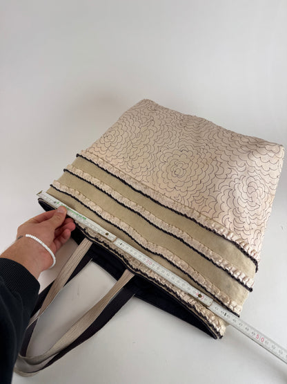 Vintage Tamasha Issey Miyake Cotton Wool Tote bag white beige