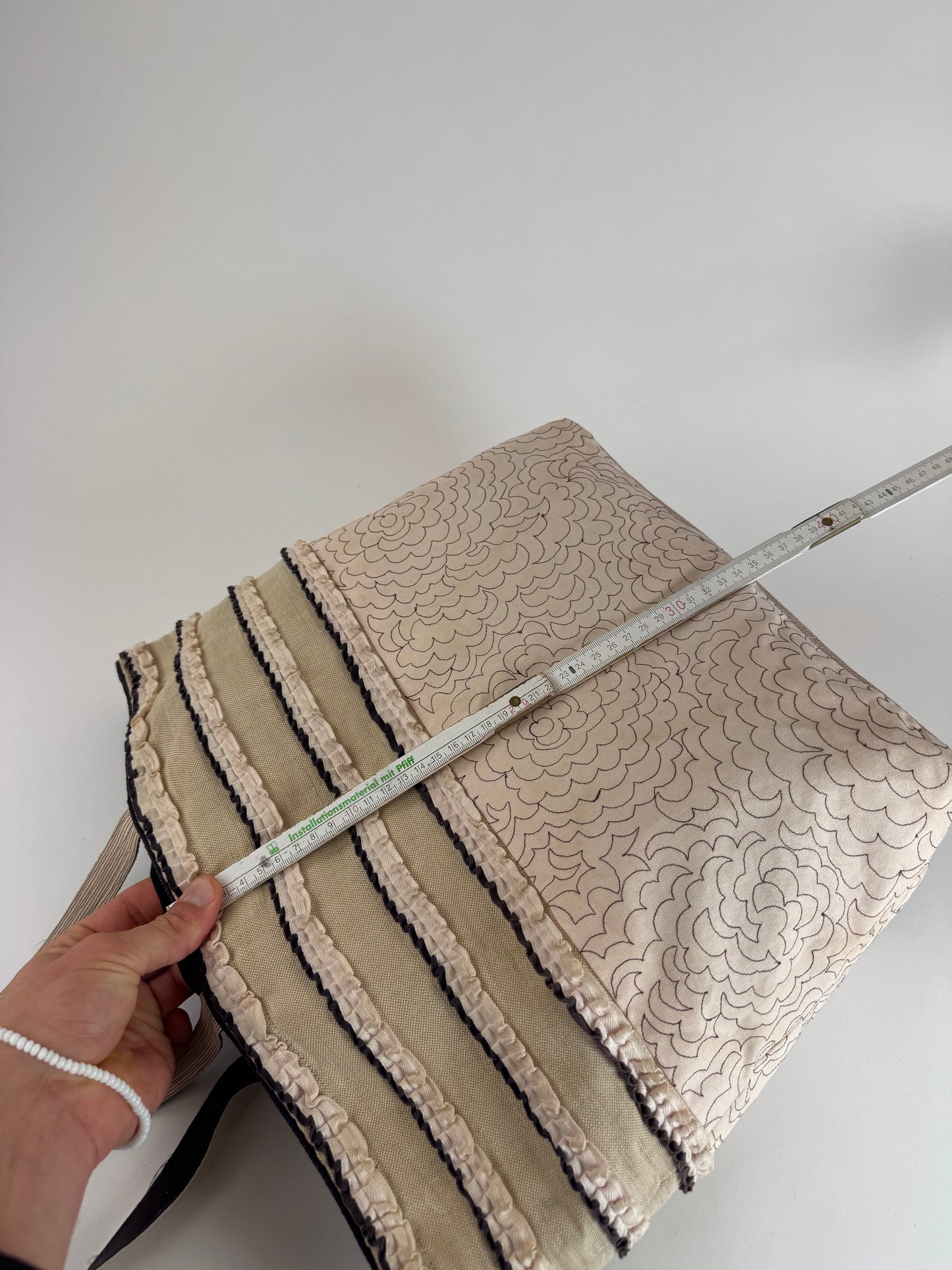 Vintage Tamasha Issey Miyake Cotton Wool Tote bag white beige