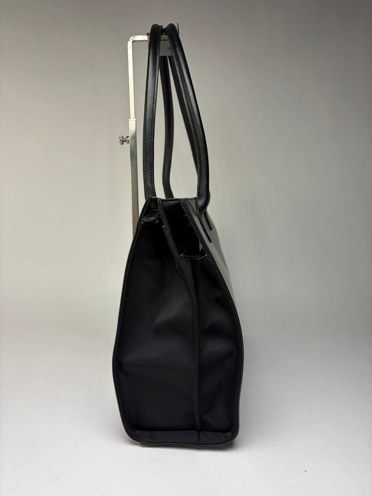 Vintage Courrèges AC Logo Structured Tote Bag Black Silver