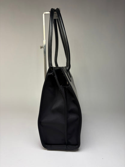 Vintage Courrèges AC Logo Structured Tote Bag Black Silver