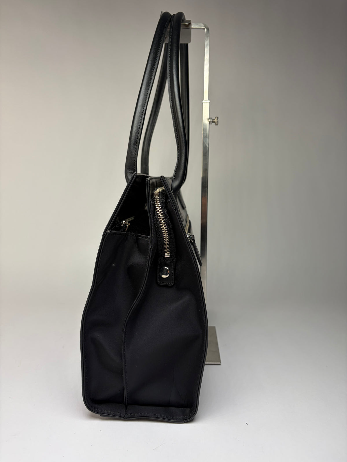 Vintage Courrèges AC Logo Structured Tote Bag Black Silver
