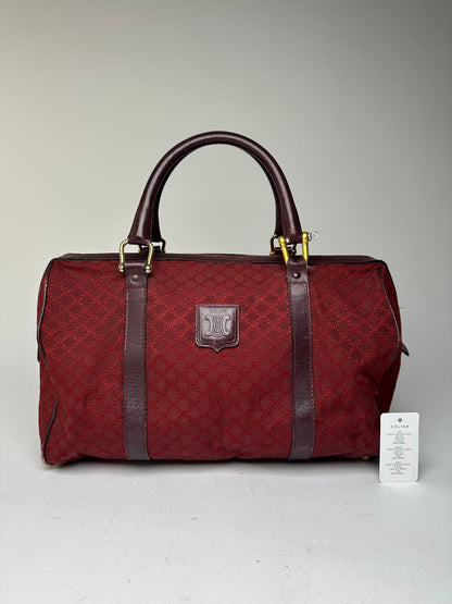 Vintage Celine Paris Triomphe Monogram Boston Bag Purple