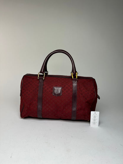 Vintage Celine Paris Triomphe Monogram Boston Bag Purple