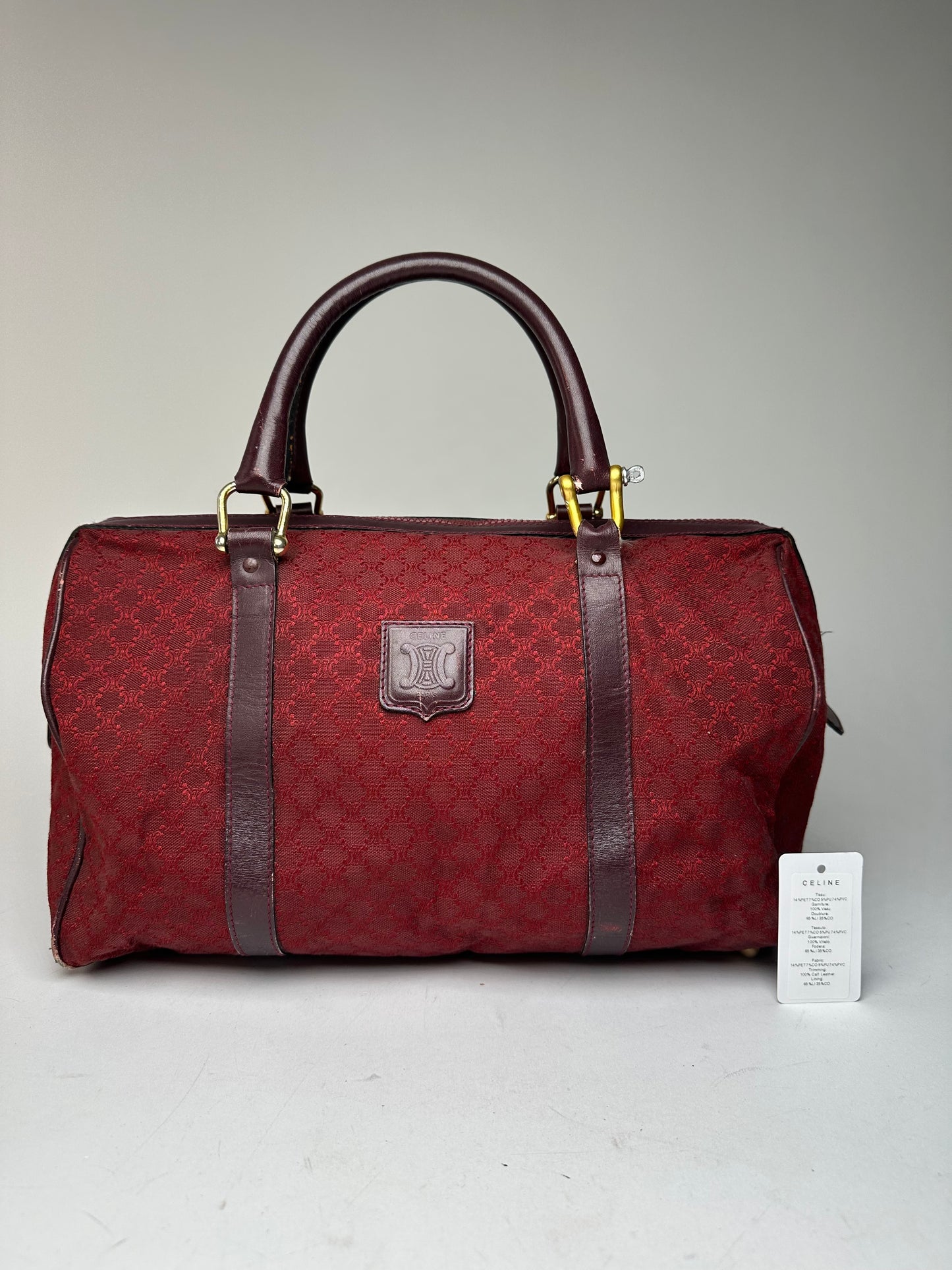 Vintage Celine Paris Triomphe Monogram Boston Bag Purple