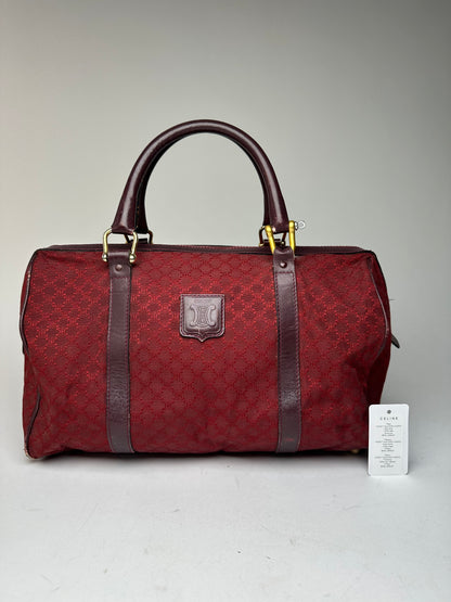 Vintage Celine Paris Triomphe Monogram Boston Bag Purple