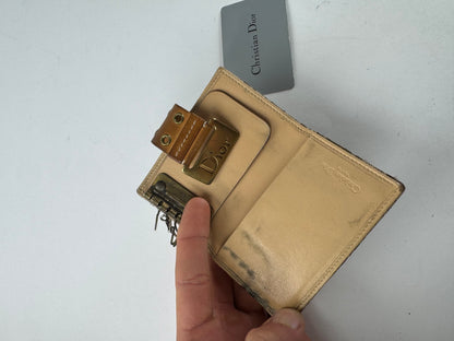 Vintage Dior Oblique Monogram Key Holder / Card Holder Beige Brown