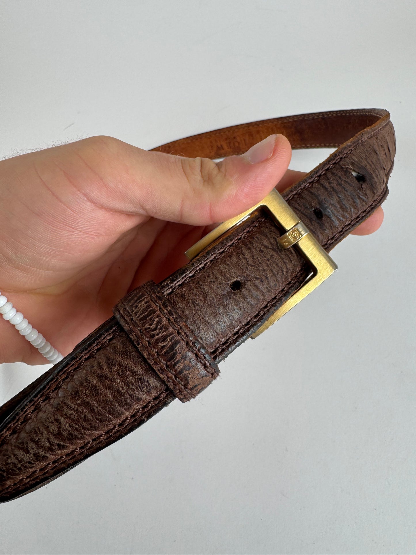 Vintage Loewe Madrid Leather belt brown
