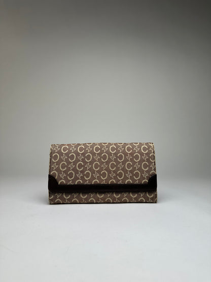 Vintage Celine Macadam Canvas Bifold Wallet Beige Brown