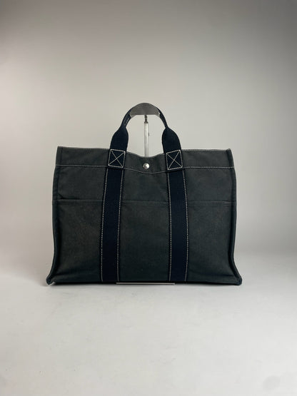 Vintage Hermes Canvas Tote Bag Navy