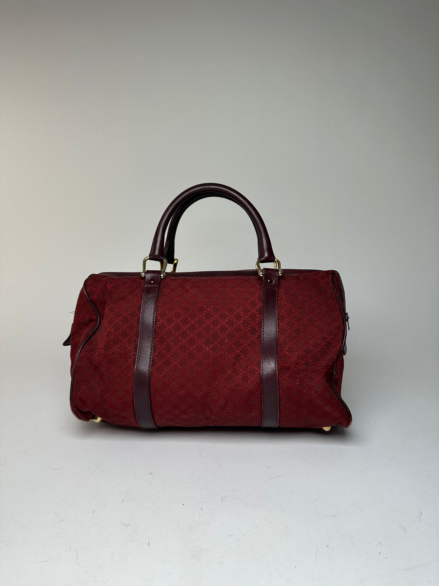 Vintage Celine Paris Triomphe Monogram Boston Bag Purple