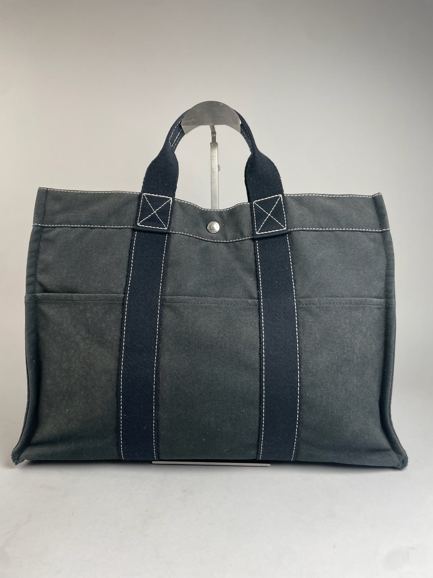 Vintage Hermes Canvas Tote Bag Navy