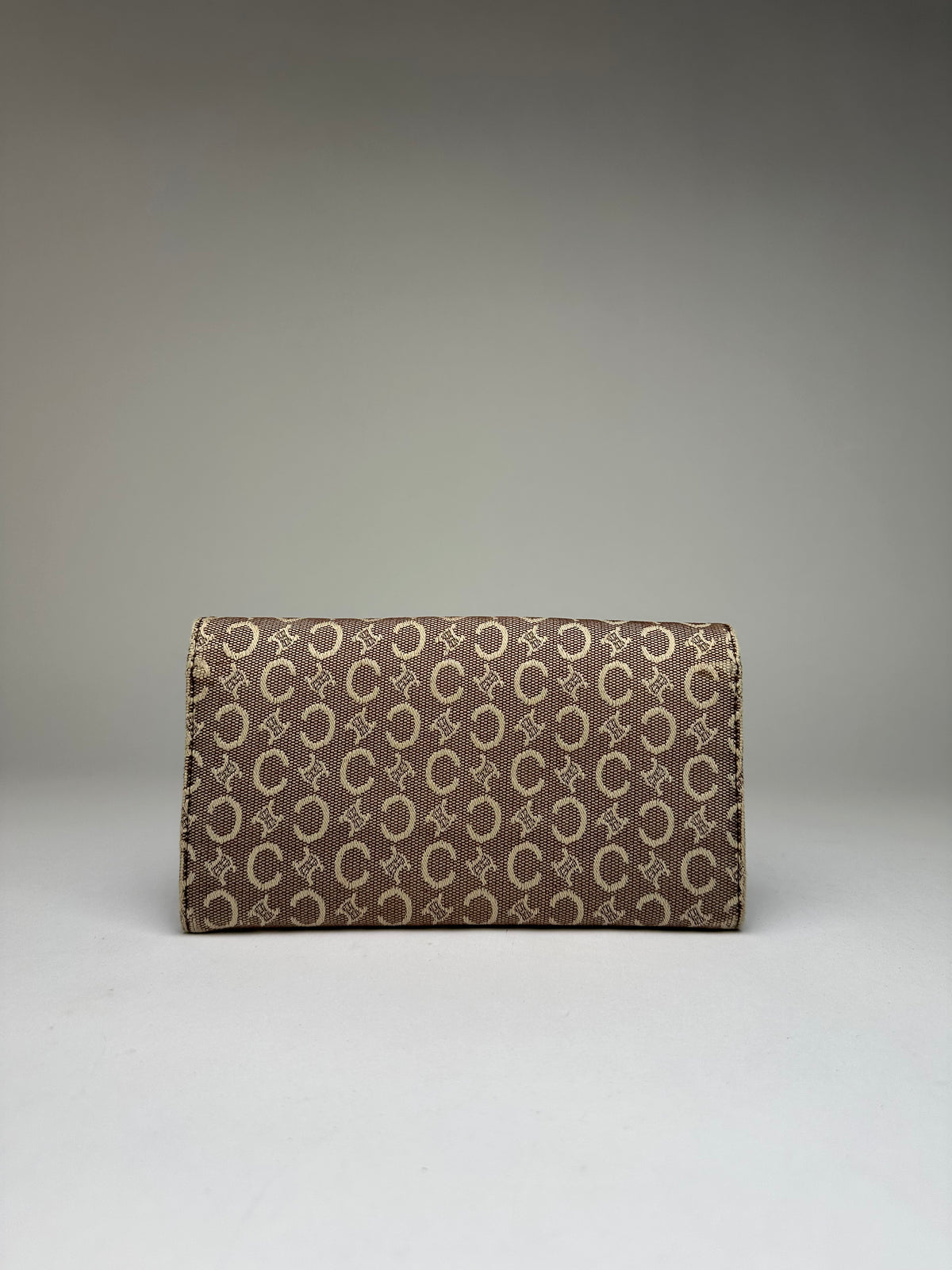 Vintage Celine Macadam Canvas Bifold Wallet Beige Brown