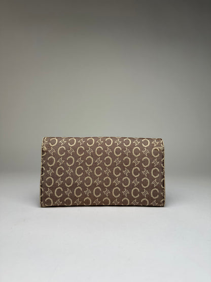 Vintage Celine Macadam Canvas Bifold Wallet Beige Brown