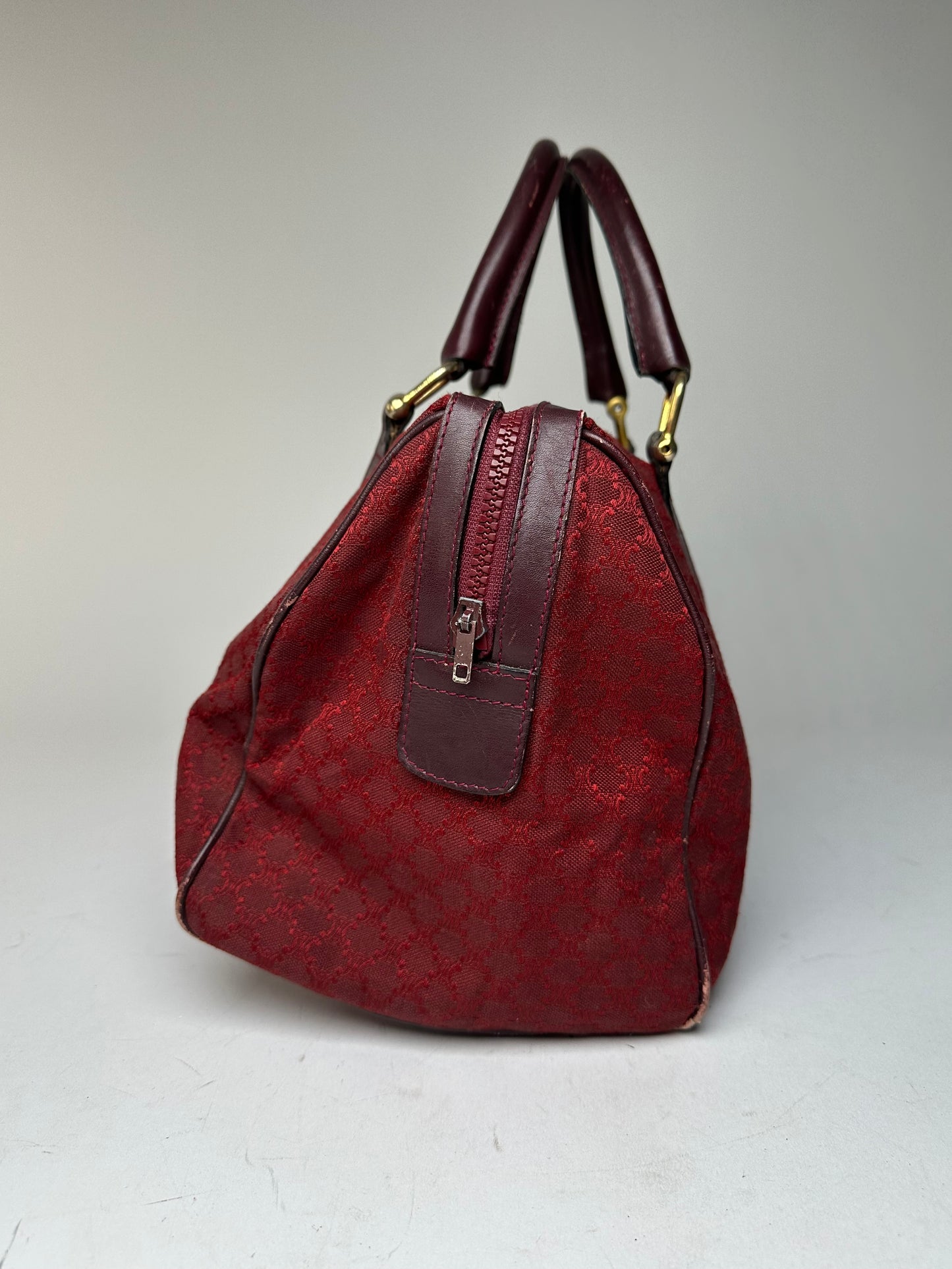 Vintage Celine Paris Triomphe Monogram Boston Bag Purple