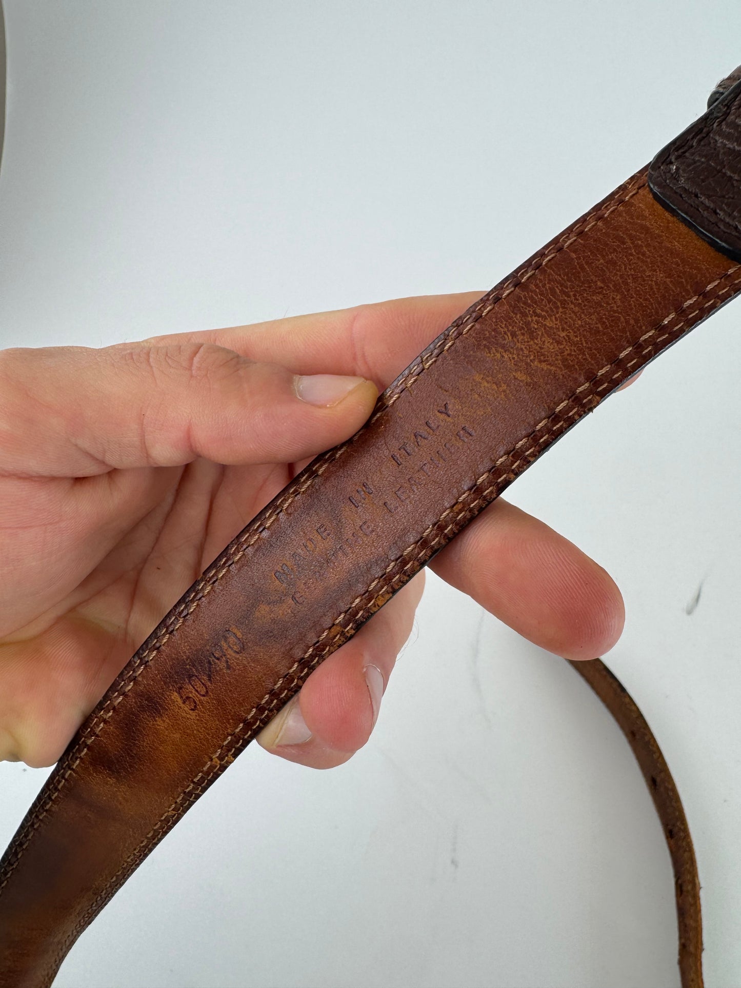Vintage Loewe Madrid Leather belt brown