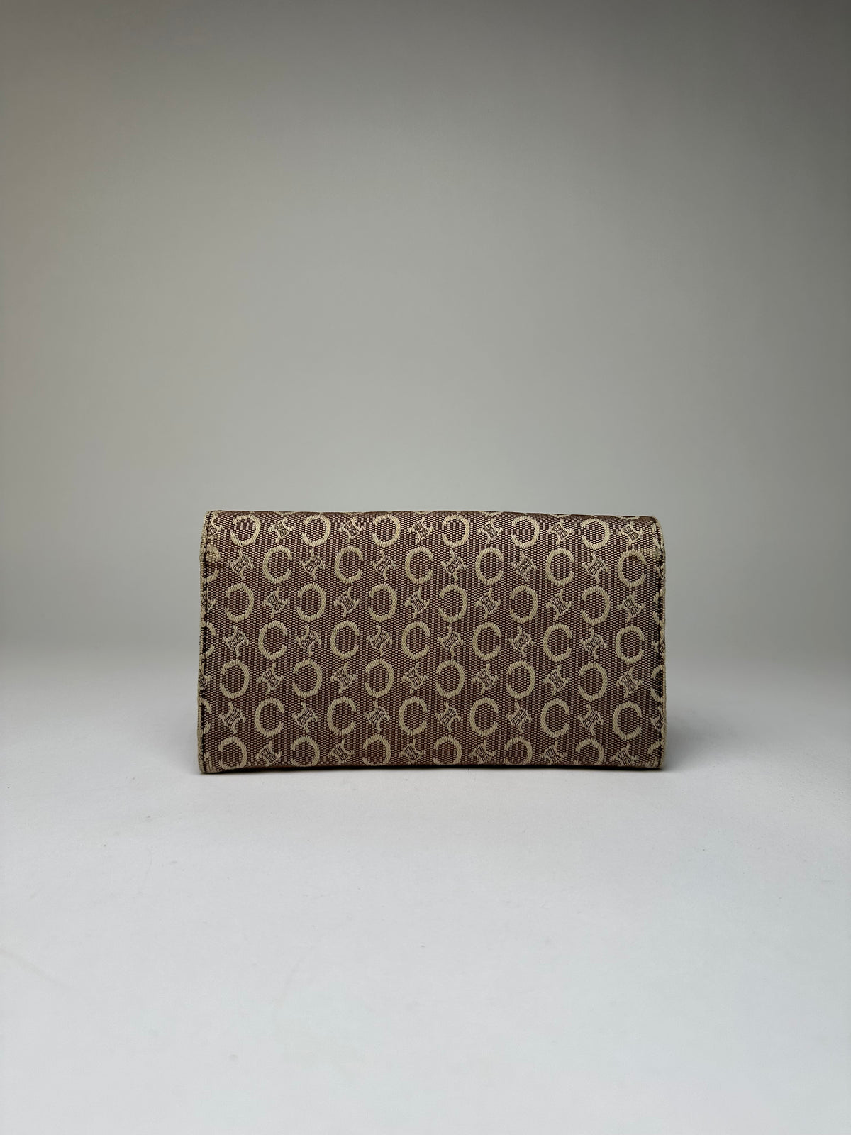 Vintage Celine Macadam Canvas Bifold Wallet Beige Brown