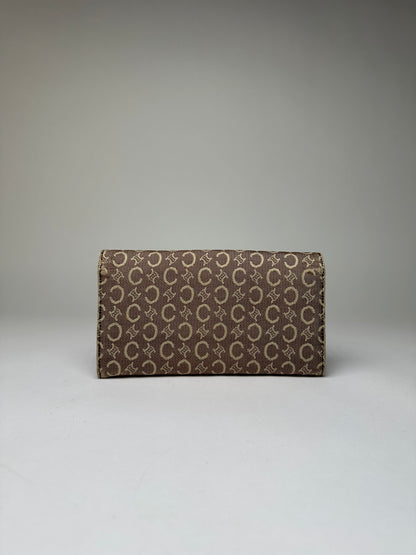 Vintage Celine Macadam Canvas Bifold Wallet Beige Brown