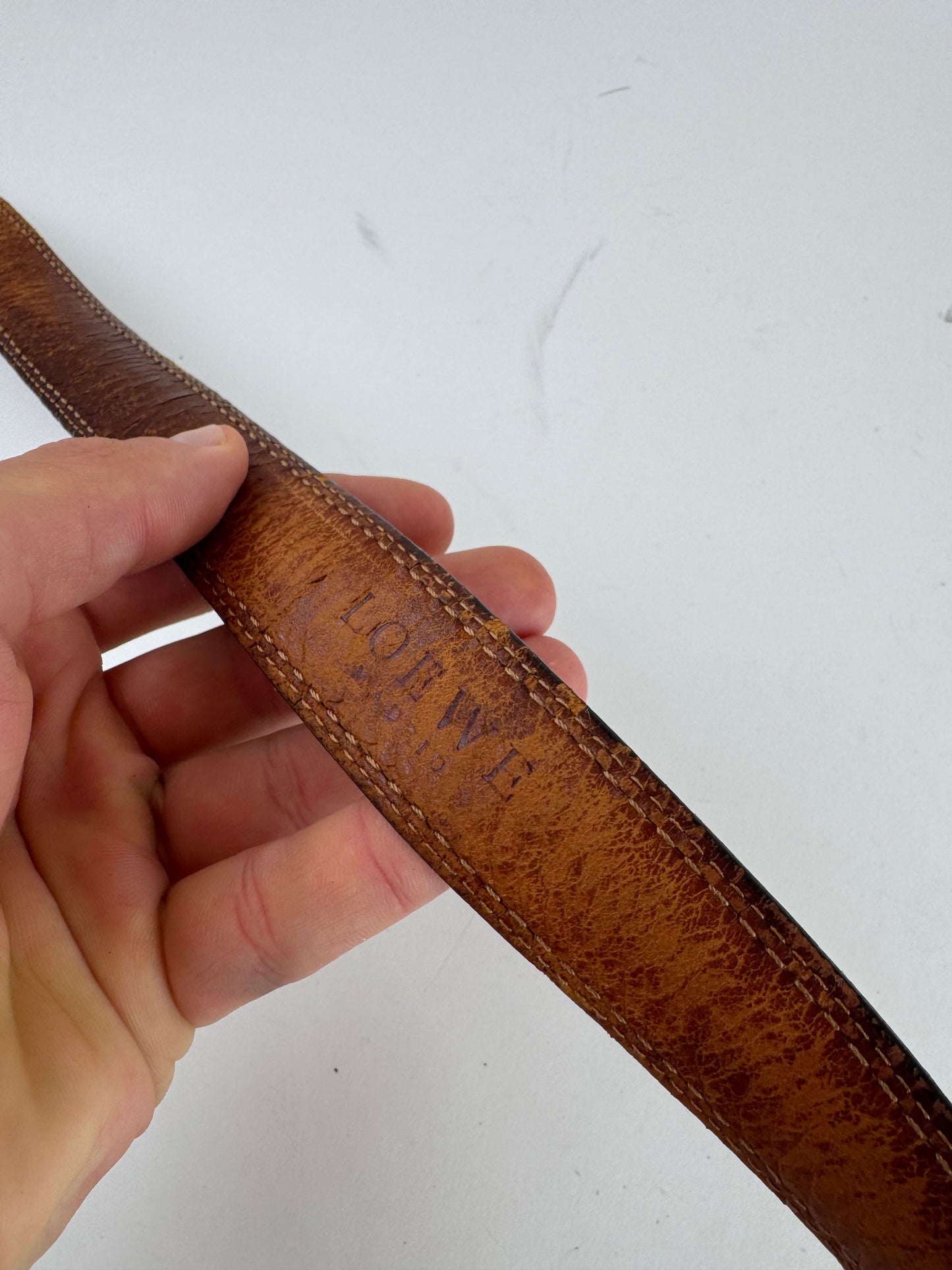 Vintage Loewe Madrid Leather belt brown