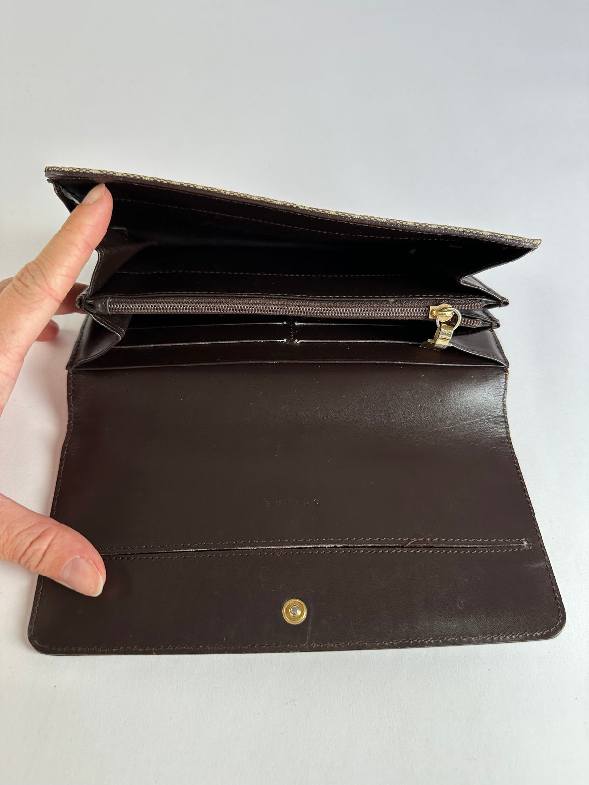 Vintage Celine Macadam Canvas Bifold Wallet Beige Brown