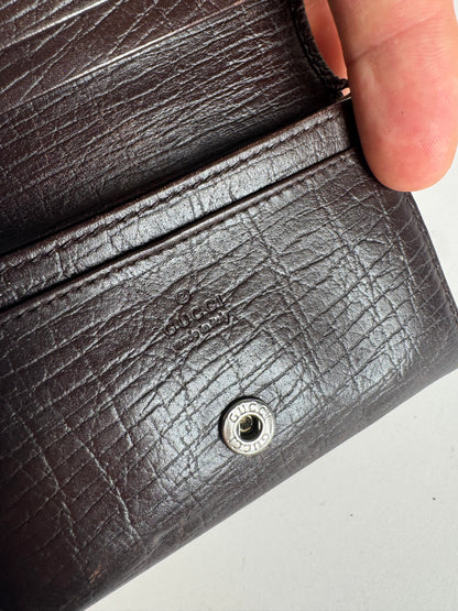 Vintage Gucci Leather / Canvas monogram Card Holder beige brown
