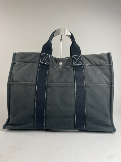 Vintage Hermes Canvas Tote Bag Navy