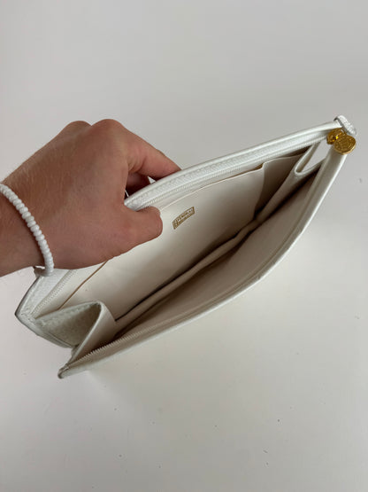 Vintage Fendi Monogram Clutch White
