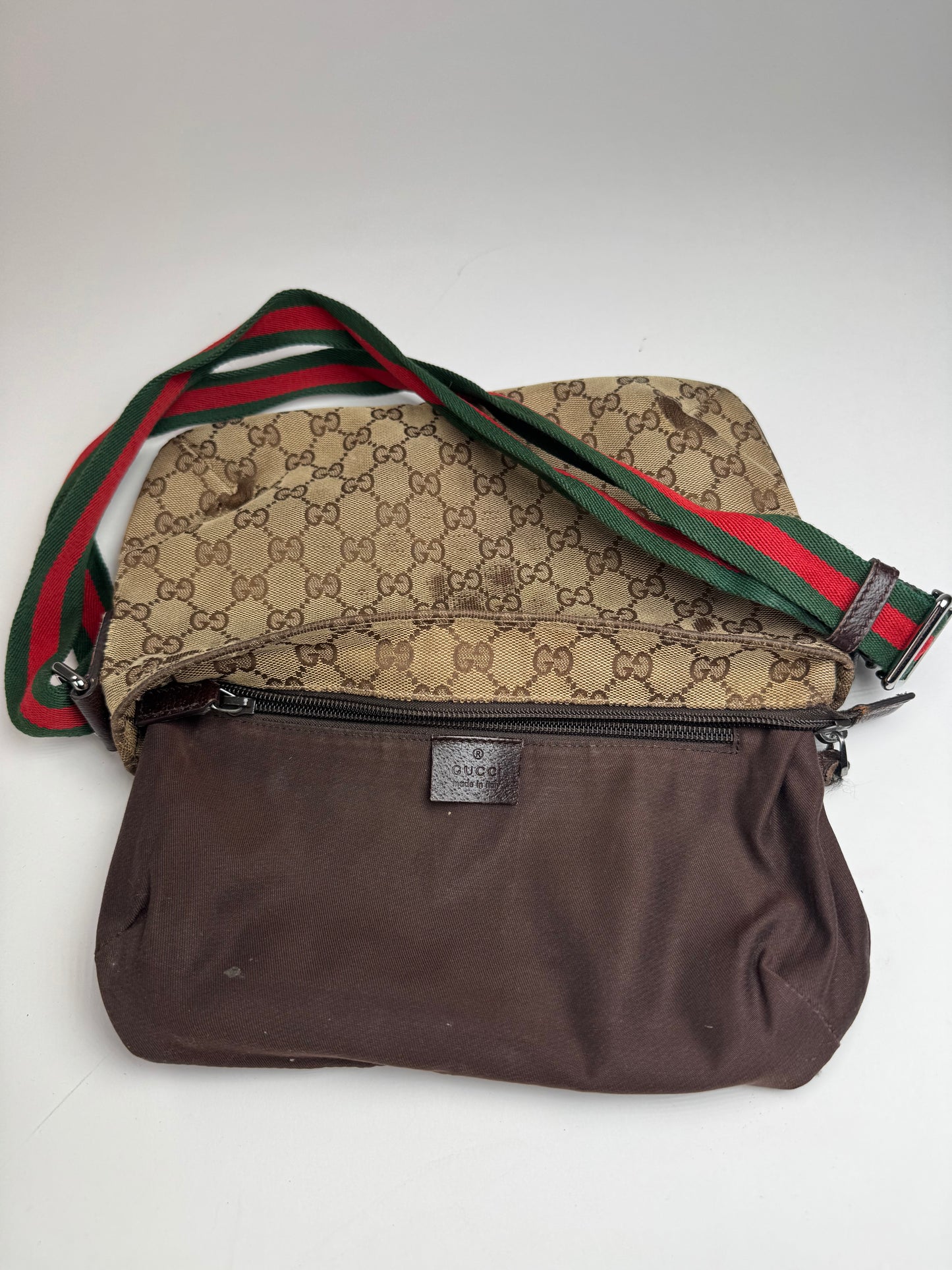 Vintage Gucci Monogram Canvas Bag Beige Brown