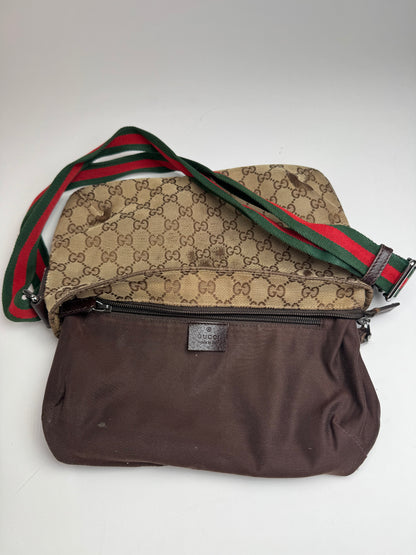 Vintage Gucci Monogram Canvas Bag Beige Brown