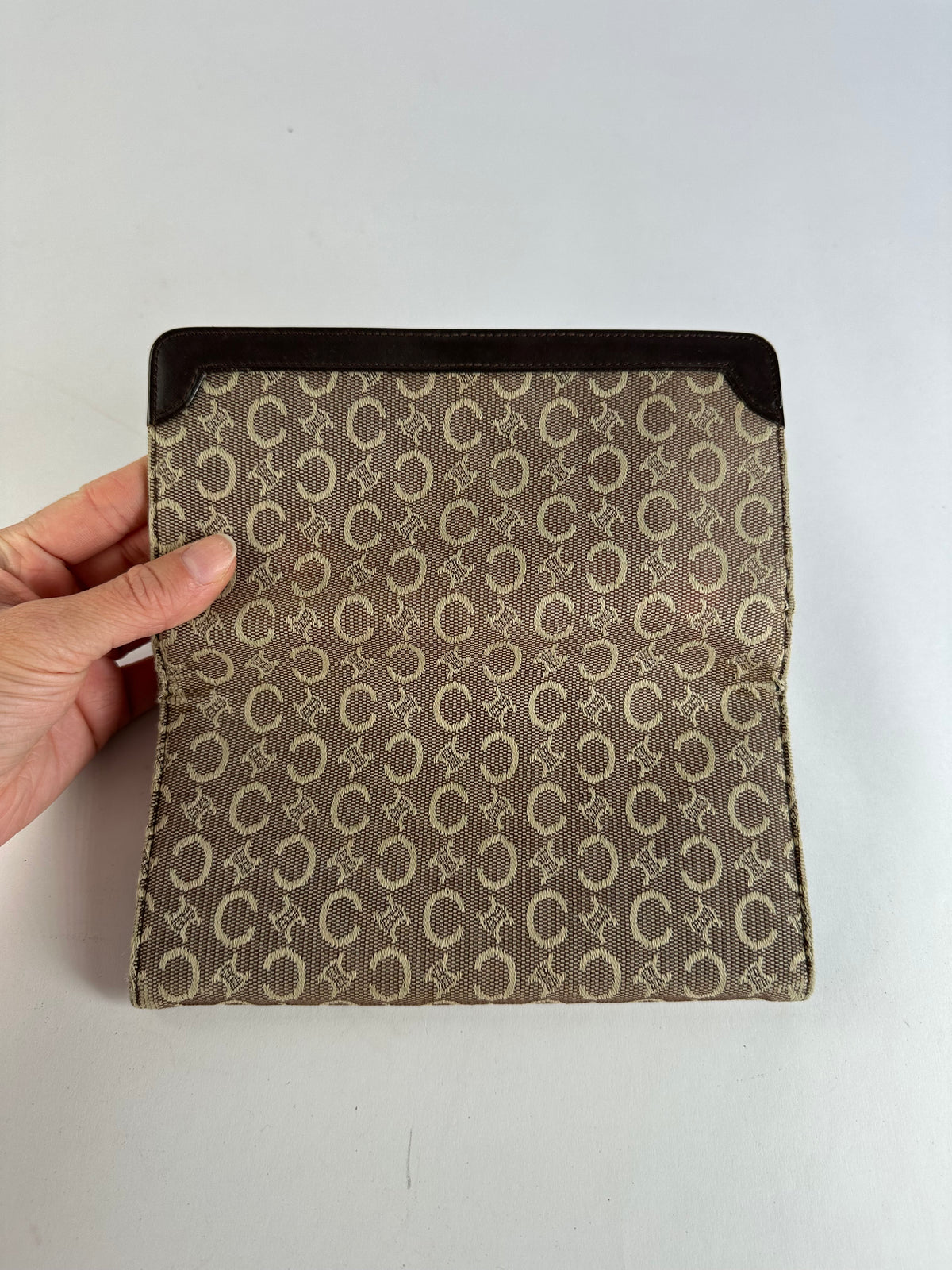Vintage Celine Macadam Canvas Bifold Wallet Beige Brown