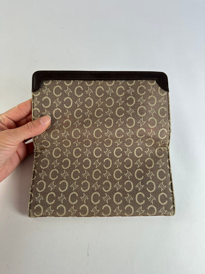 Vintage Celine Macadam Canvas Bifold Wallet Beige Brown