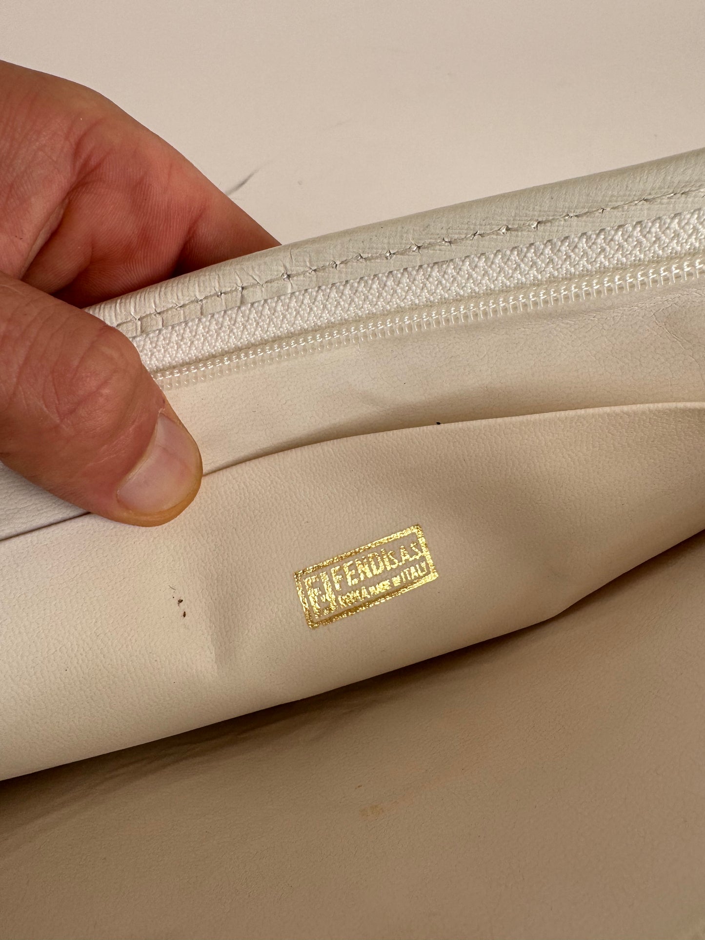 Vintage Fendi Monogram Clutch White