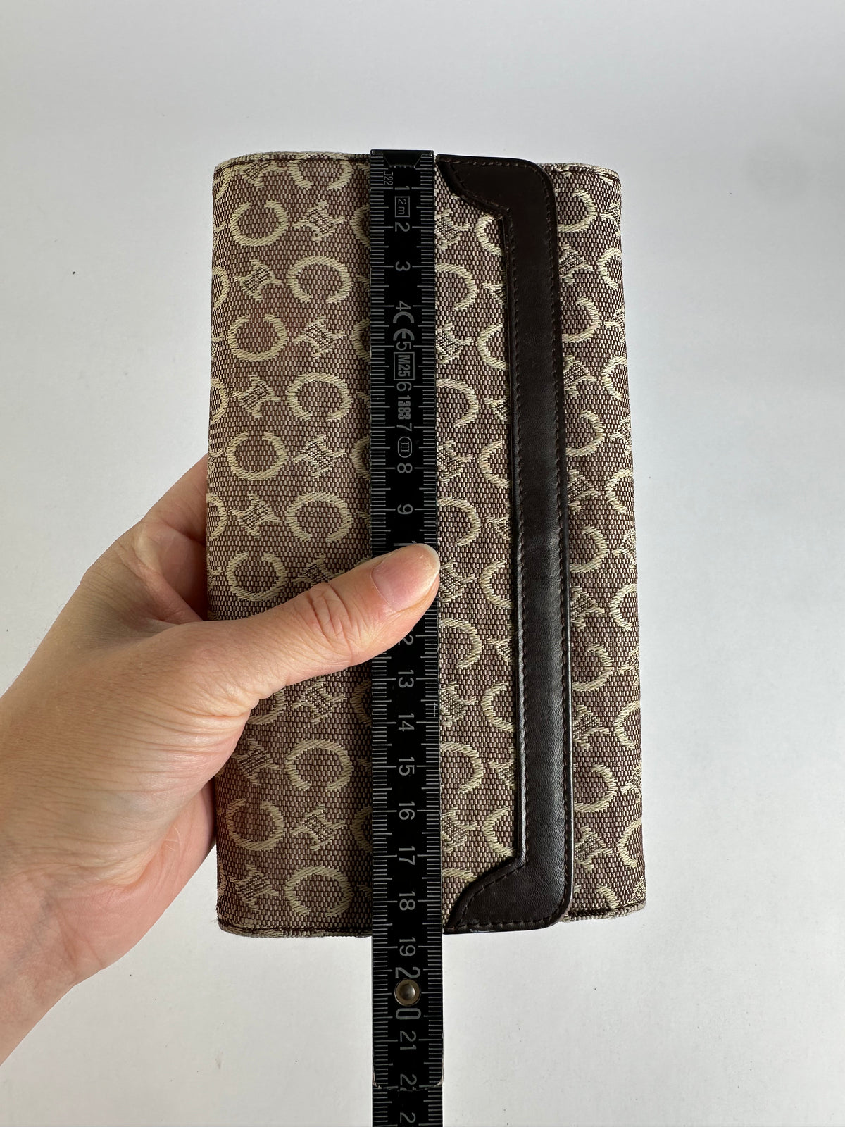 Vintage Celine Macadam Canvas Bifold Wallet Beige Brown