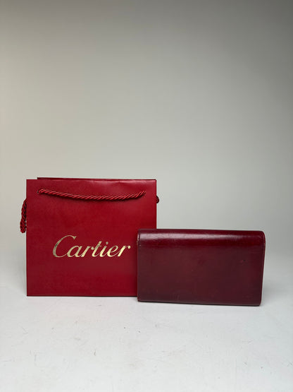 Vintage Cartier Panthere Patent Leather Long Wallet burgundy