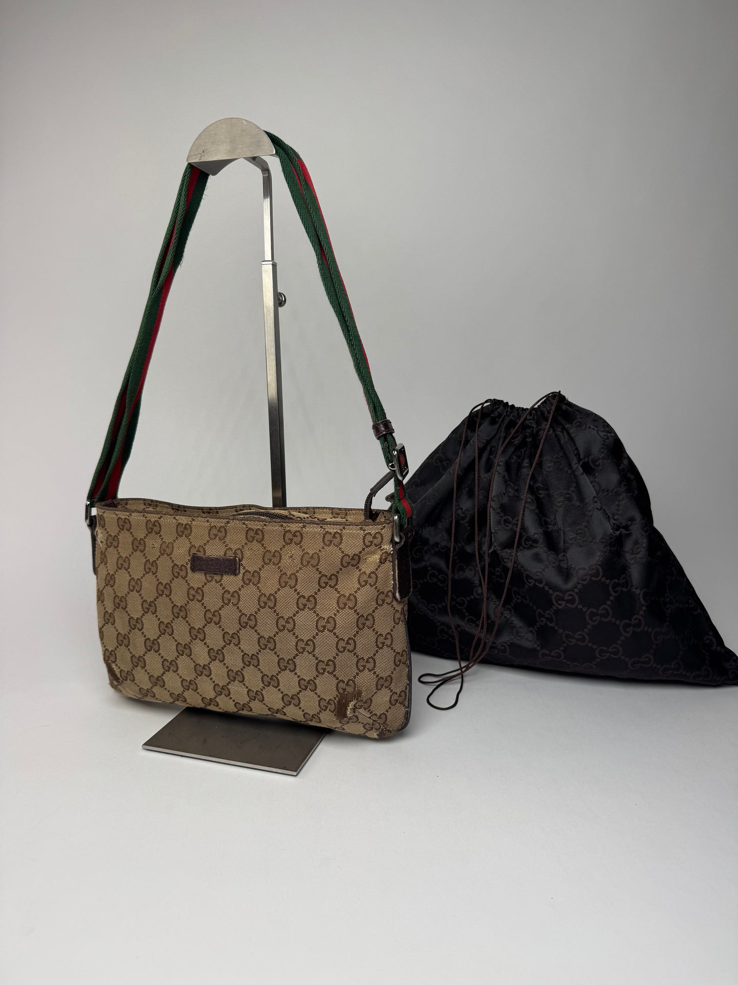 Vintage Gucci Monogram Canvas Bag Beige Brown