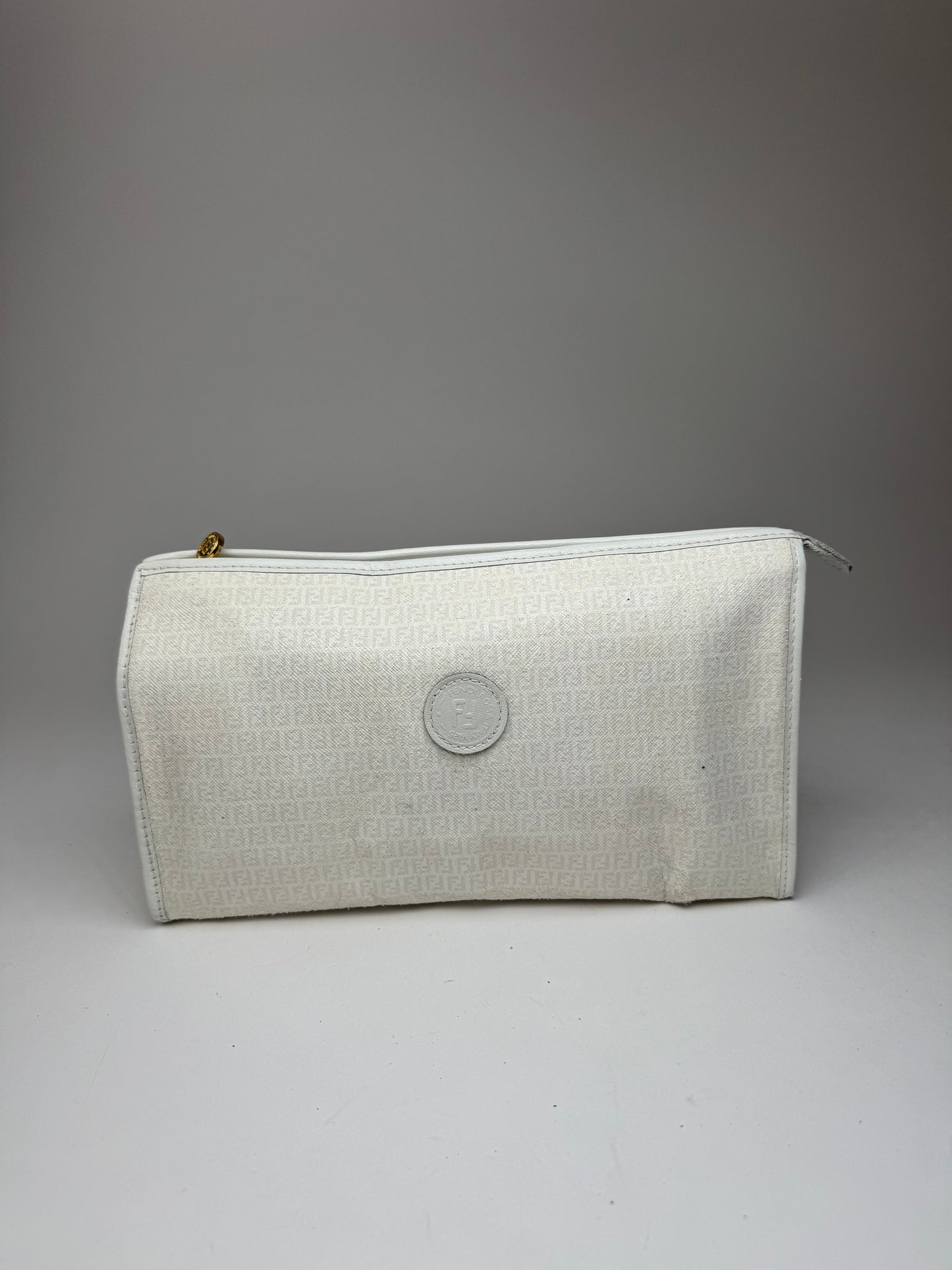 Vintage Fendi Monogram Clutch White
