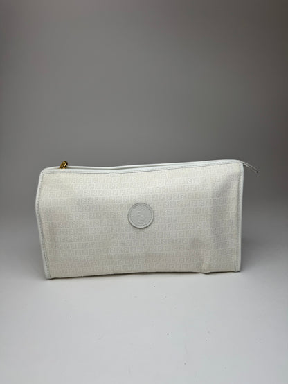 Vintage Fendi Monogram Clutch White