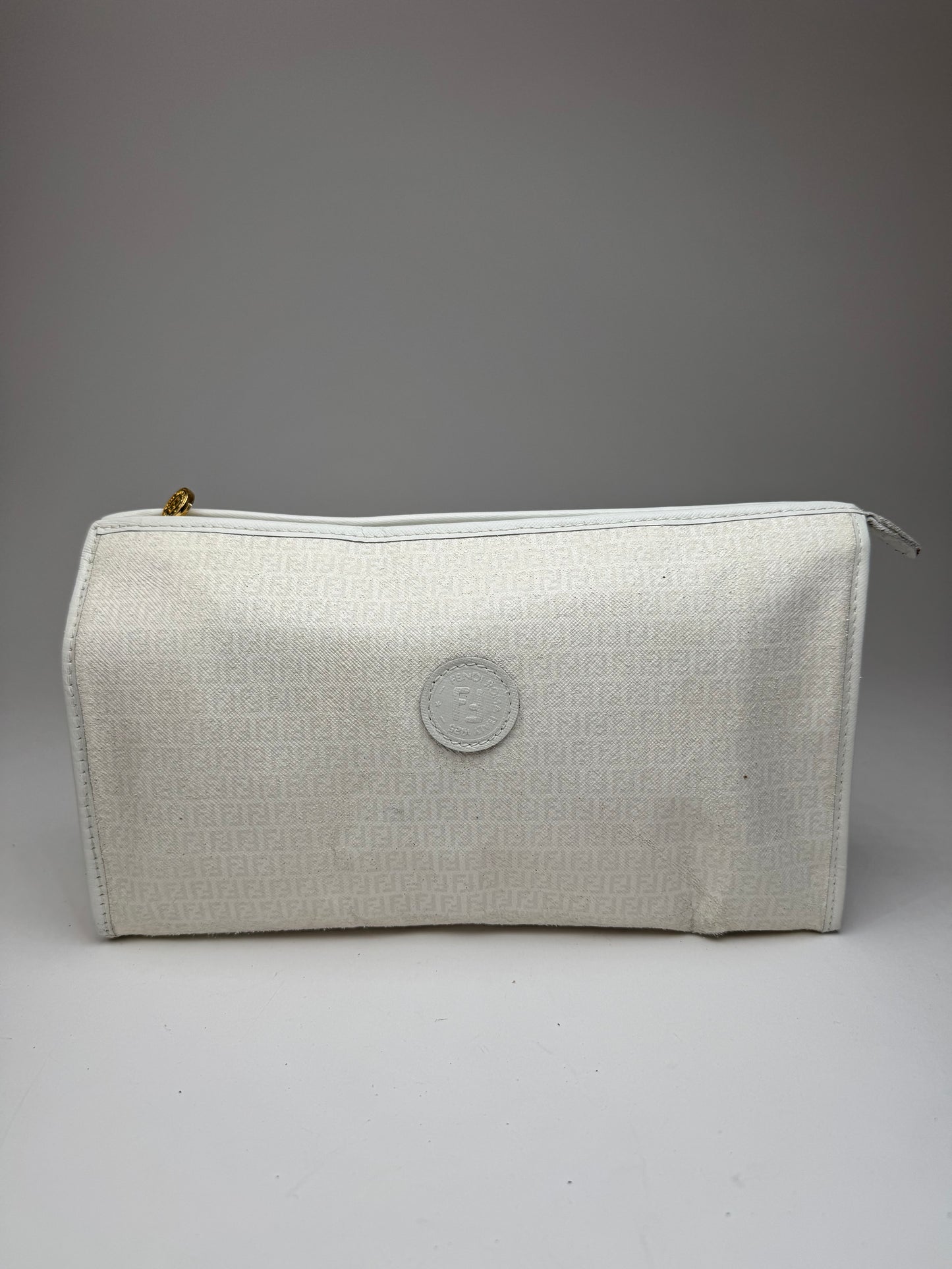 Vintage Fendi Monogram Clutch White
