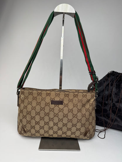 Vintage Gucci Monogram Canvas Bag Beige Brown