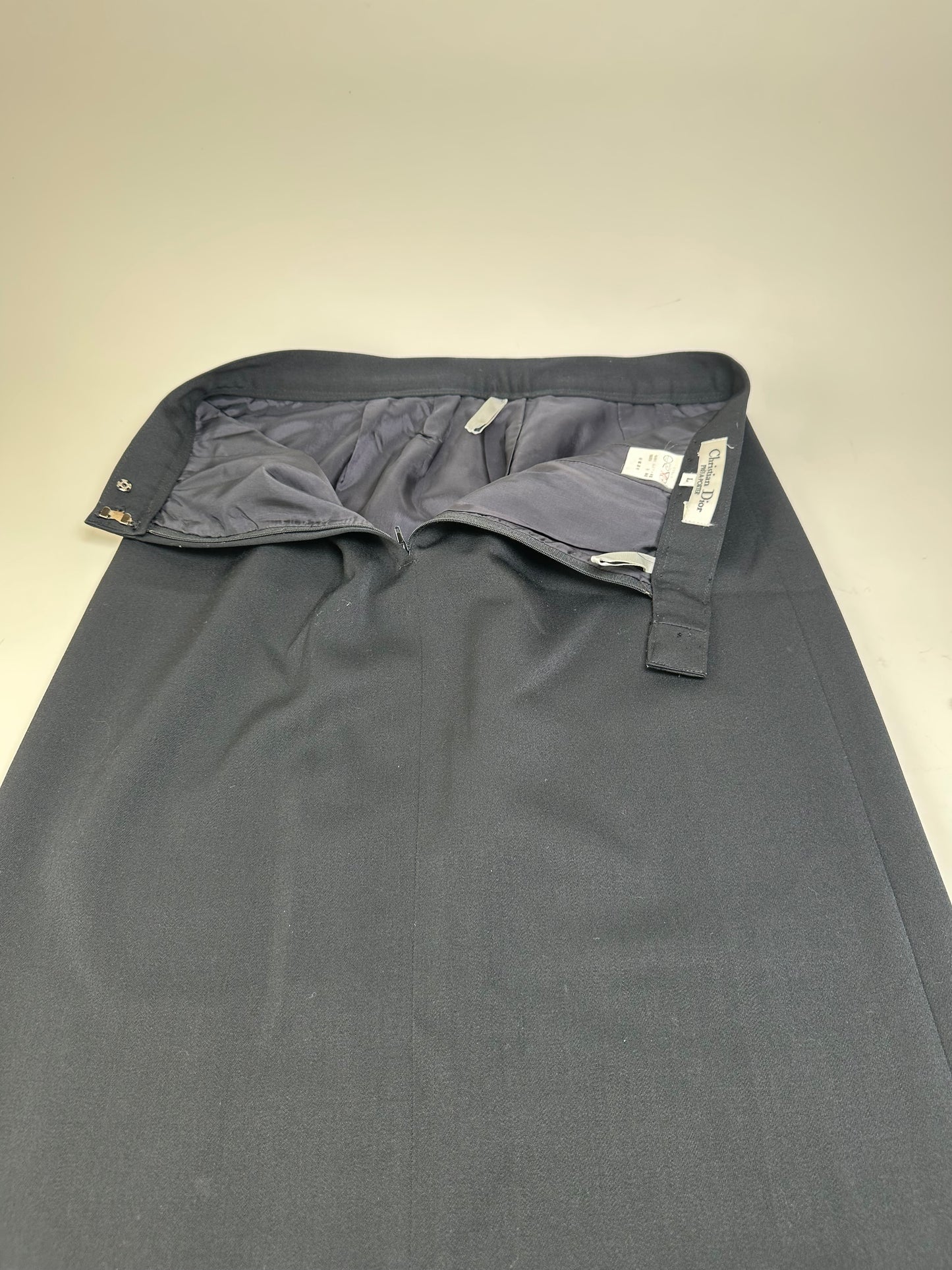 Vintage Dior Wool Blend Skirt Black L
