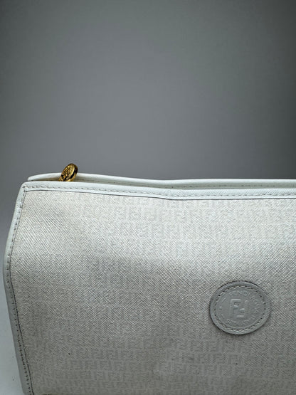 Vintage Fendi Monogram Clutch White