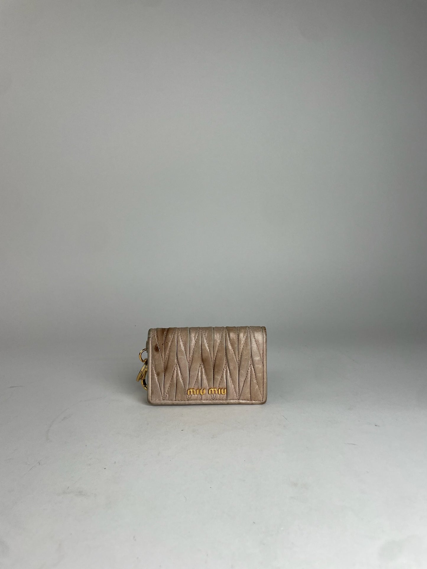 Vintage Miu Miu Metallasse Leather Card Holder Beige