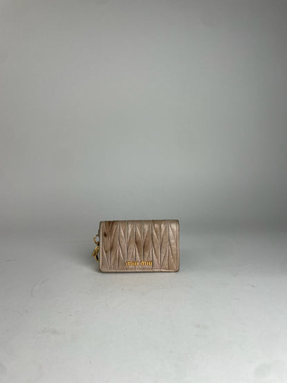 Vintage Miu Miu Metallasse Leather Card Holder Beige