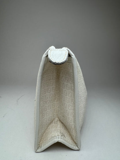 Vintage Fendi Monogram Clutch White