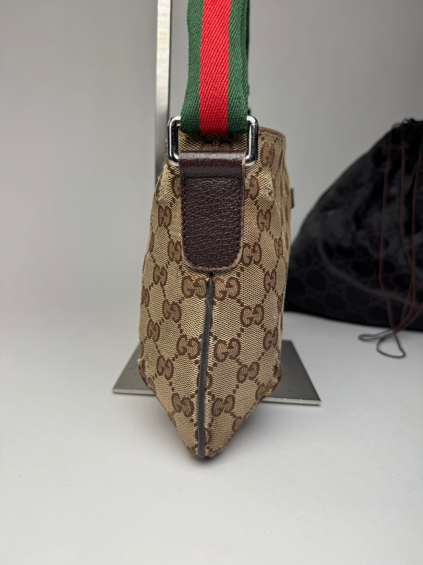 Vintage Gucci Monogram Canvas Bag Beige Brown