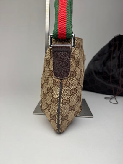Vintage Gucci Monogram Canvas Bag Beige Brown