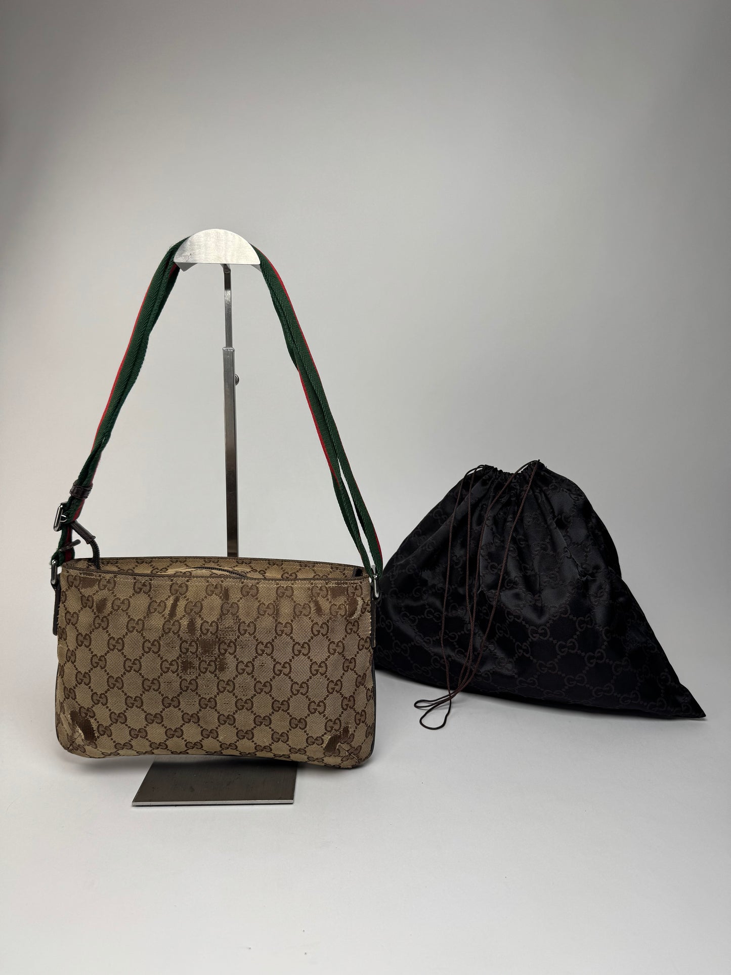 Vintage Gucci Monogram Canvas Bag Beige Brown