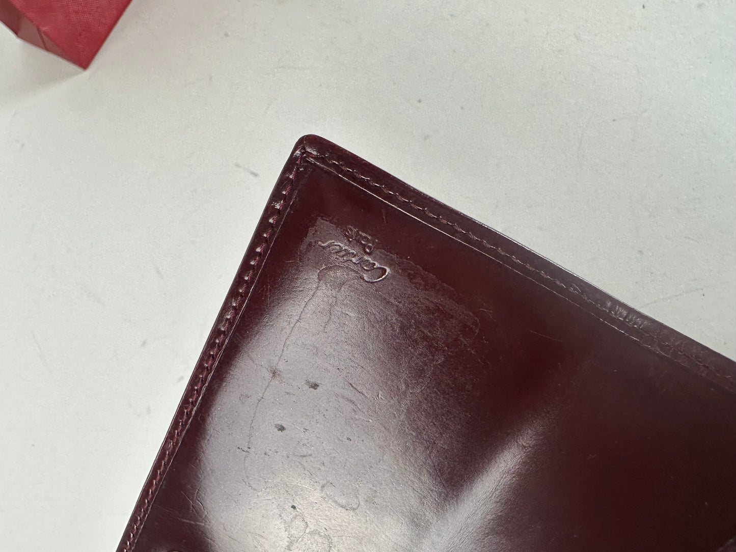 Vintage Cartier Panthere Patent Leather Long Wallet burgundy