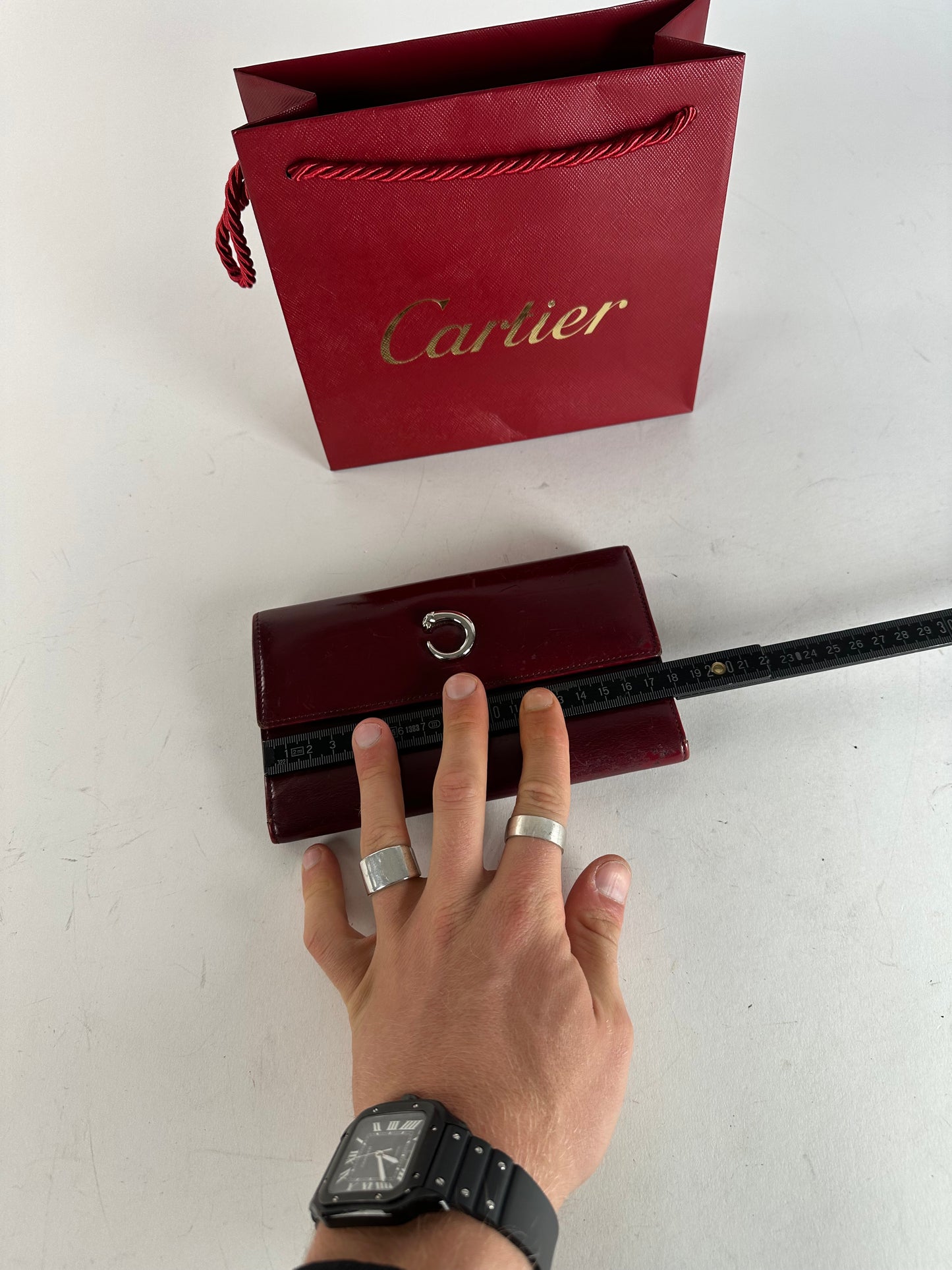 Vintage Cartier Panthere Patent Leather Long Wallet burgundy