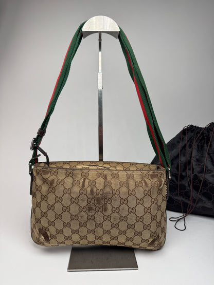 Vintage Gucci Monogram Canvas Bag Beige Brown